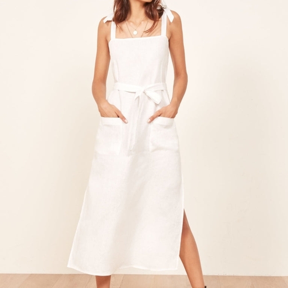 Reformation Elliot Navy Midi Dress with Tie Straps - Picture 2 of 6